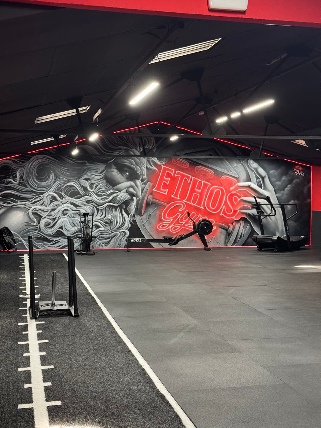 Mural de Zeus en Ethos Gym